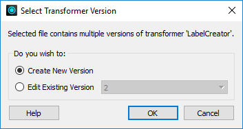 Select Transformer Version prompt